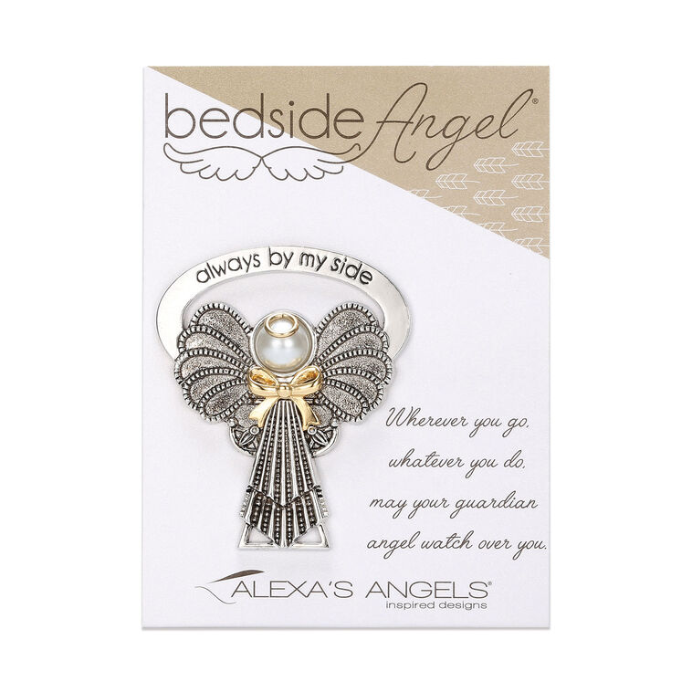 Roman Bedside Angel With Gold Bow Figurine, 2.5"