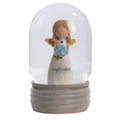  Blossom Bucket September Birthstone Angel Snow Globe, 4.2"