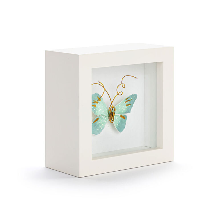  Demdaco Light Blue Butterfly Small Shadow Box Wall Decor, 4"