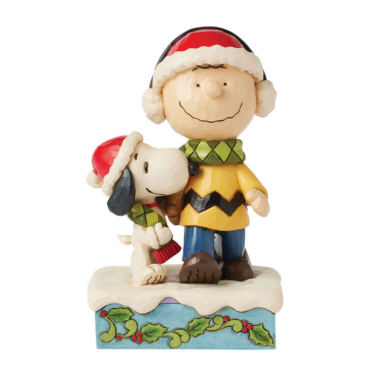 Enesco Jim Shore Peanuts Charlie Brown And Snoopy Wrapped In Scarf Figurine, 6"