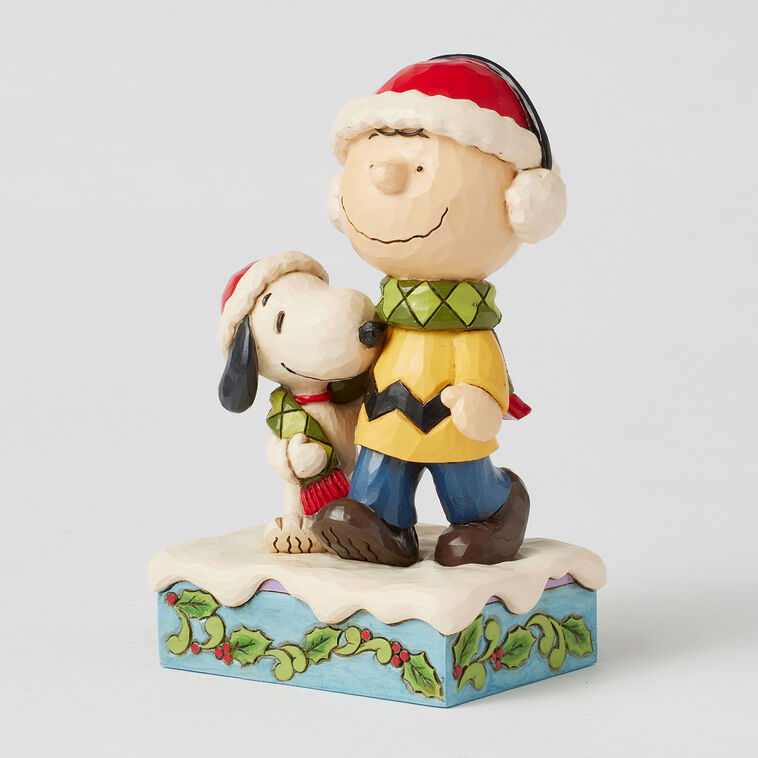 Enesco Jim Shore Peanuts Charlie Brown And Snoopy Wrapped In Scarf Figurine, 6"