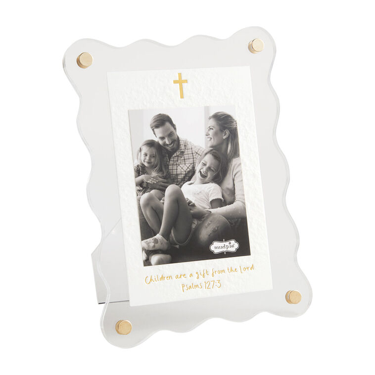  Mud Pie Acrylic Picture Frame With Cross And Bible Verse, 3x4