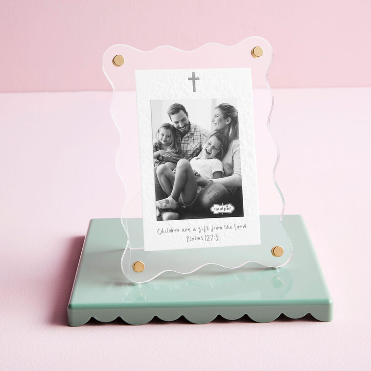  Mud Pie Acrylic Picture Frame With Cross And Bible Verse, 3x4