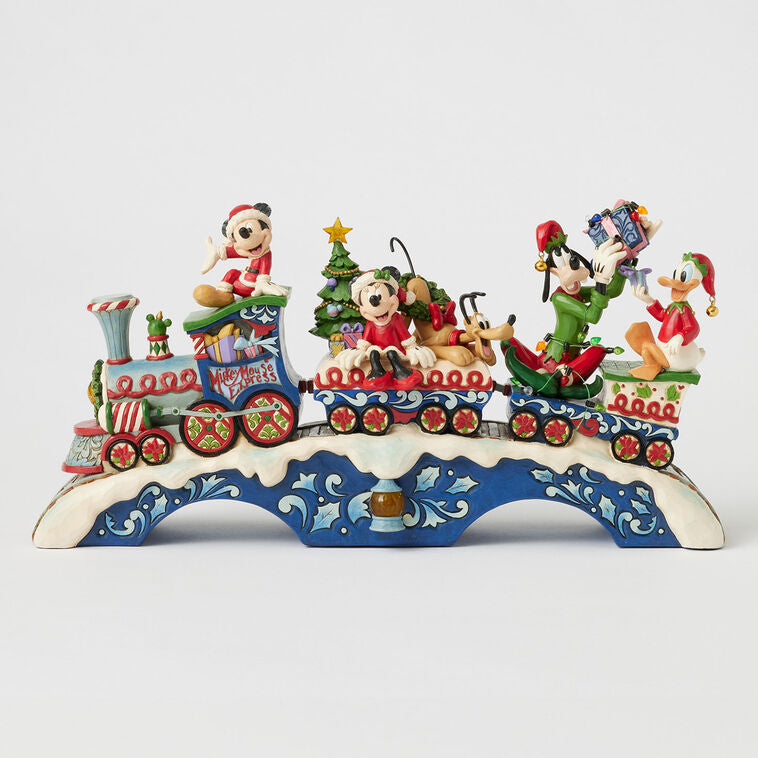 Enesco Jim Shore Mickey Mouse And Friends Light-Up Musical Train Figurine, 8.64"