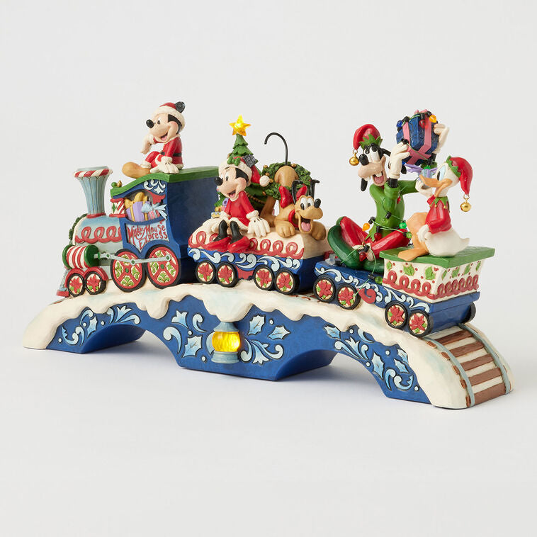 Enesco Jim Shore Mickey Mouse And Friends Light-Up Musical Train Figurine, 8.64"