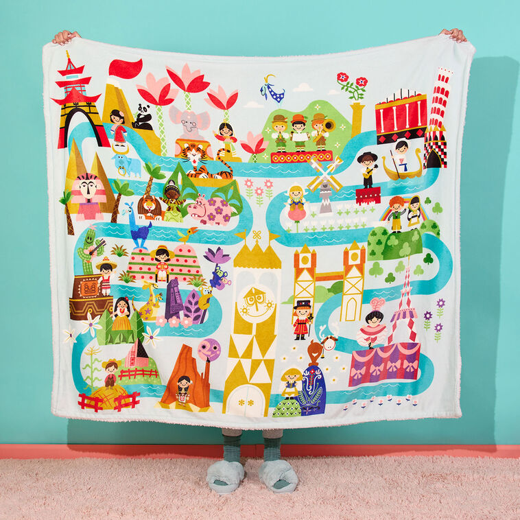 Hallmark Disney It's A Small World Map Throw Blanket, 60x52