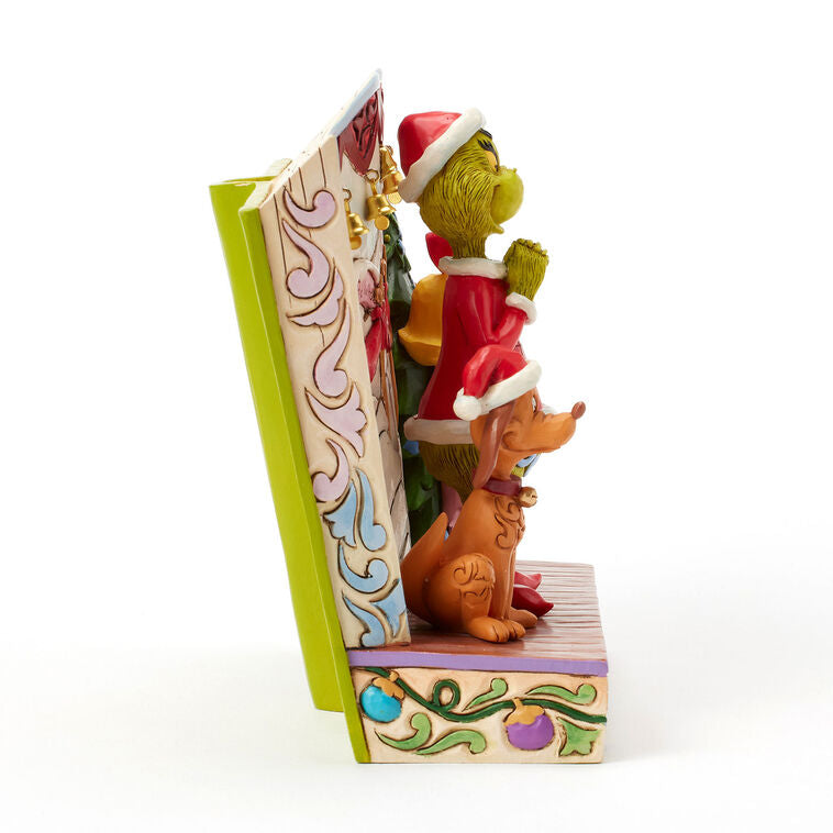 Enesco Jim Shore Grinch And Friends Light-Up Storybook Figurine, 6.2"