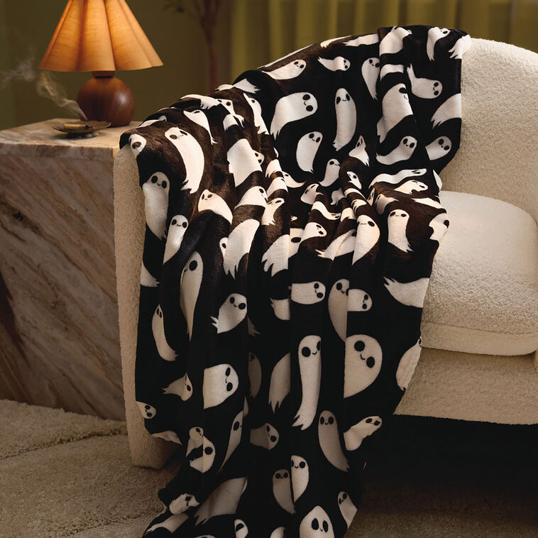 Hallmark Grinning Ghosts Throw Blanket, 50x60