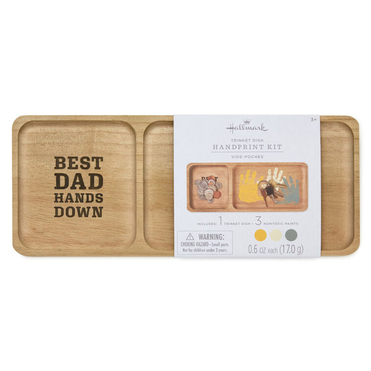 Hallmark Best Dad Hands Down Trinket Tray Handprint Kit, 12x5