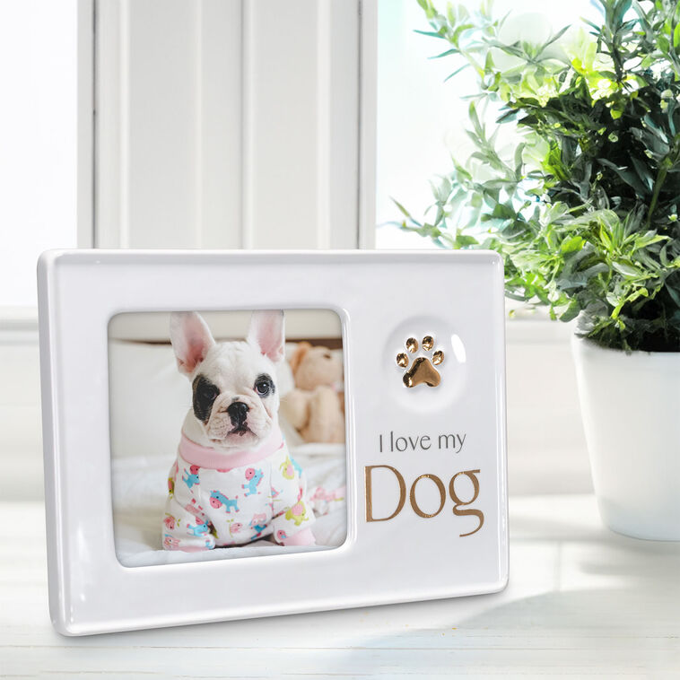  I Love My Dog Ceramic Picture Frame, 4x4