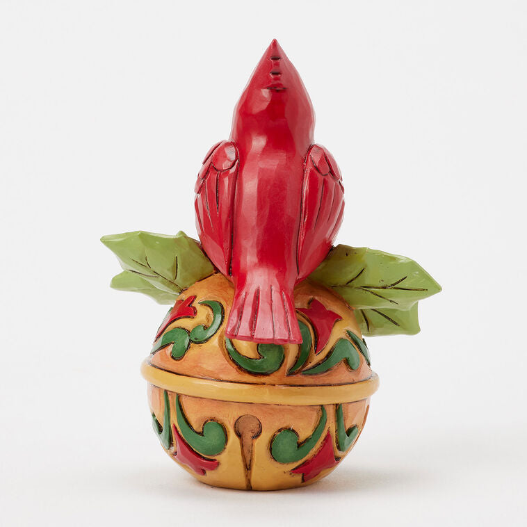 Enesco Jim Shore Heartwood Creek Cardinal On Jingle Bell Mini Figurine, 3.54"