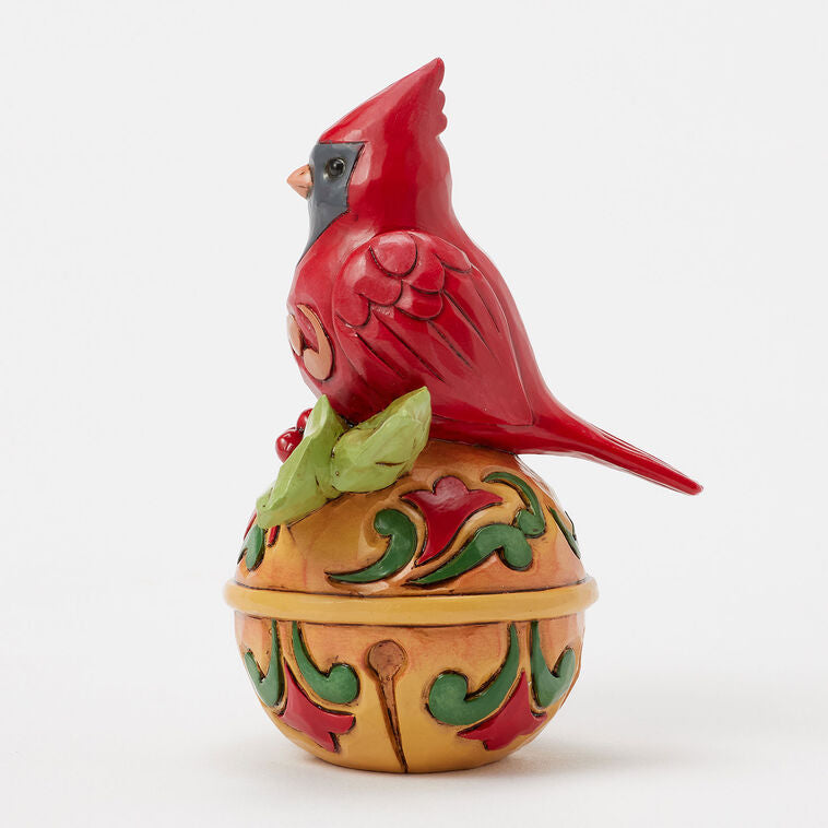 Enesco Jim Shore Heartwood Creek Cardinal On Jingle Bell Mini Figurine, 3.54"