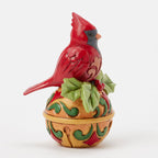 Enesco Jim Shore Heartwood Creek Cardinal On Jingle Bell Mini Figurine, 3.54"