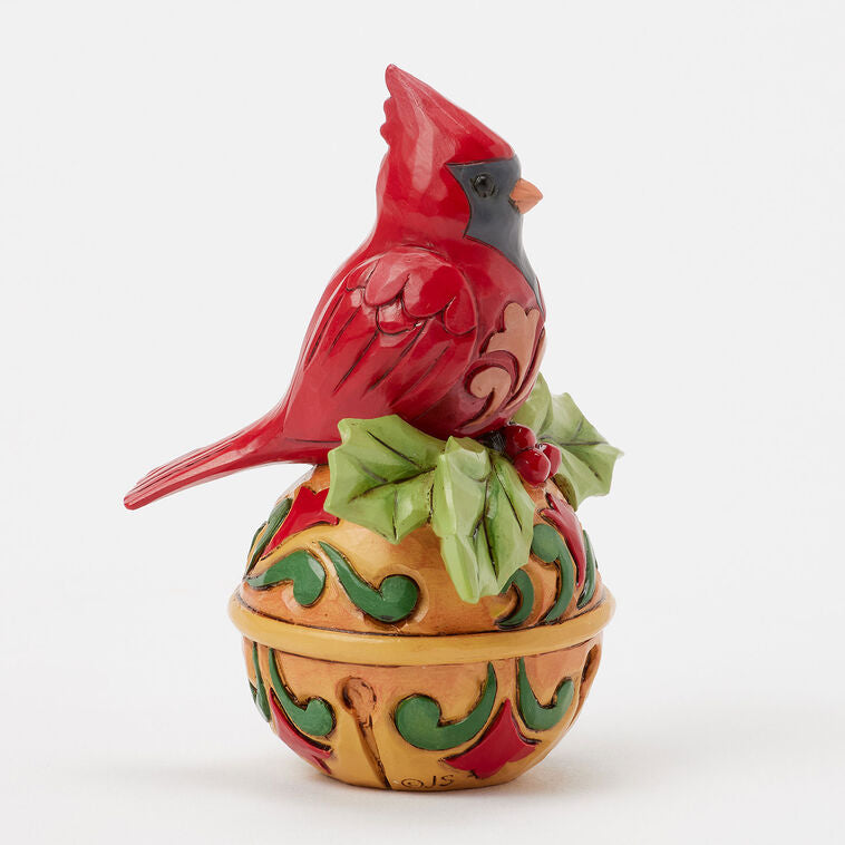 Enesco Jim Shore Heartwood Creek Cardinal On Jingle Bell Mini Figurine, 3.54"