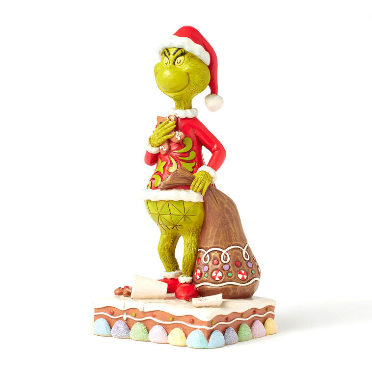 Enesco Jim Shore Grinch With Presents Eating Gingerbread Figurine, 8"