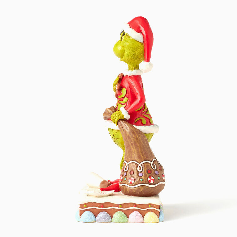 Enesco Jim Shore Grinch With Presents Eating Gingerbread Figurine, 8"