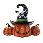 Enesco Jim Shore Three Halloween Jack-o'-Lanterns Figurine With Light, 6.1" H