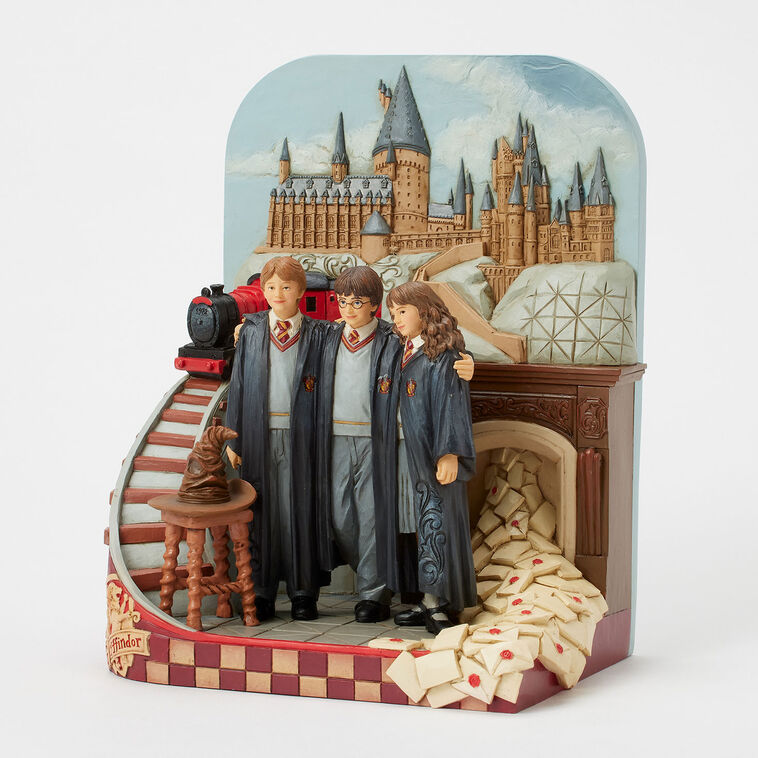 Enesco Jim Shore Harry Potter, Ron And Hermione With Train Figurine, 9"