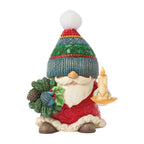 Enesco Jim Shore Heartwood Creek Holiday Gnome With Candle Figurine, 4.33"