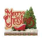 Enesco Jim Shore Heartwood Creek Merry Christmas Lodge Sign Figurine, 5.63"
