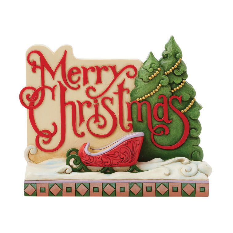 Enesco Jim Shore Heartwood Creek Merry Christmas Lodge Sign Figurine, 5.63"