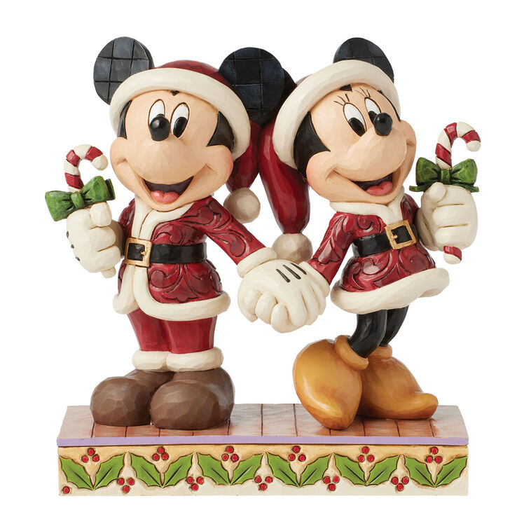 Enesco Jim Shore Disney Mickey And Minnie With Candy Canes Figurine, 6.14"