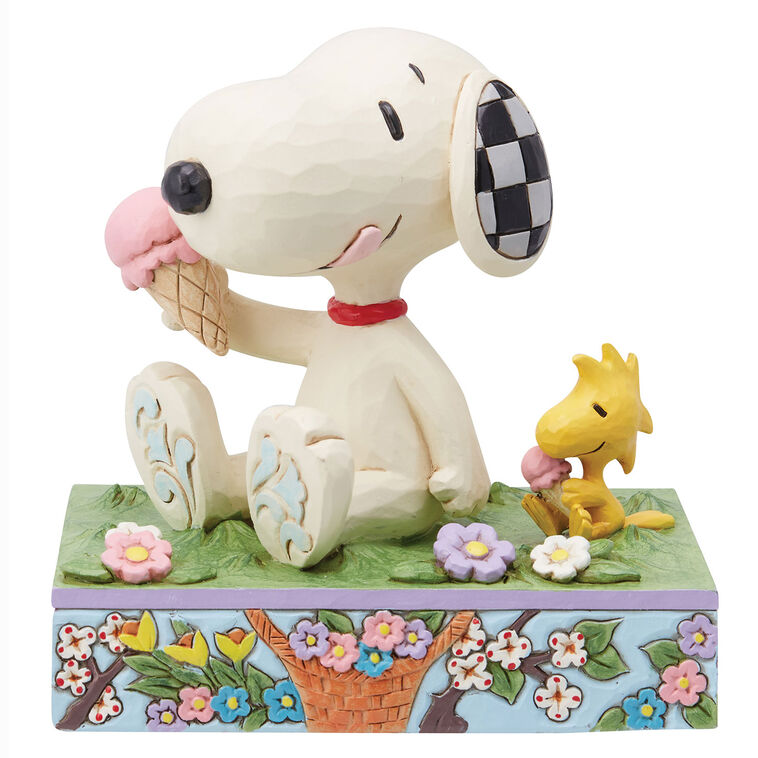 Enesco Jim Shore Peanuts Snoopy And Woodstock Eating Ice Cream Figurine, 5.12"