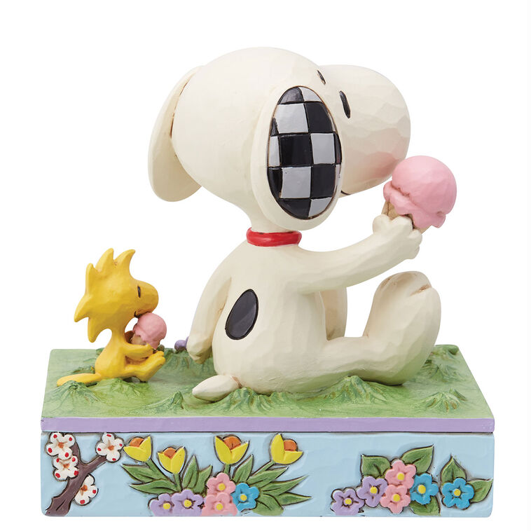 Enesco Jim Shore Peanuts Snoopy And Woodstock Eating Ice Cream Figurine, 5.12"