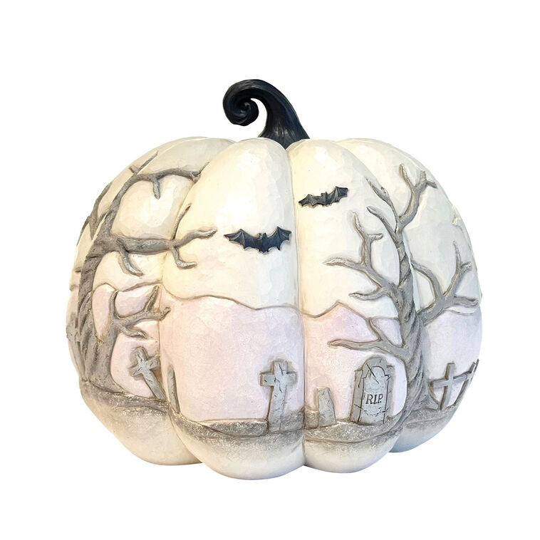 Enesco Jim Shore Pumpkin With Graveyard Scene Halloween Figurine, 7.8" H