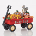 Enesco Jim Shore Red Harvest Wagon With Pumpkins Figurine, 4.33" H