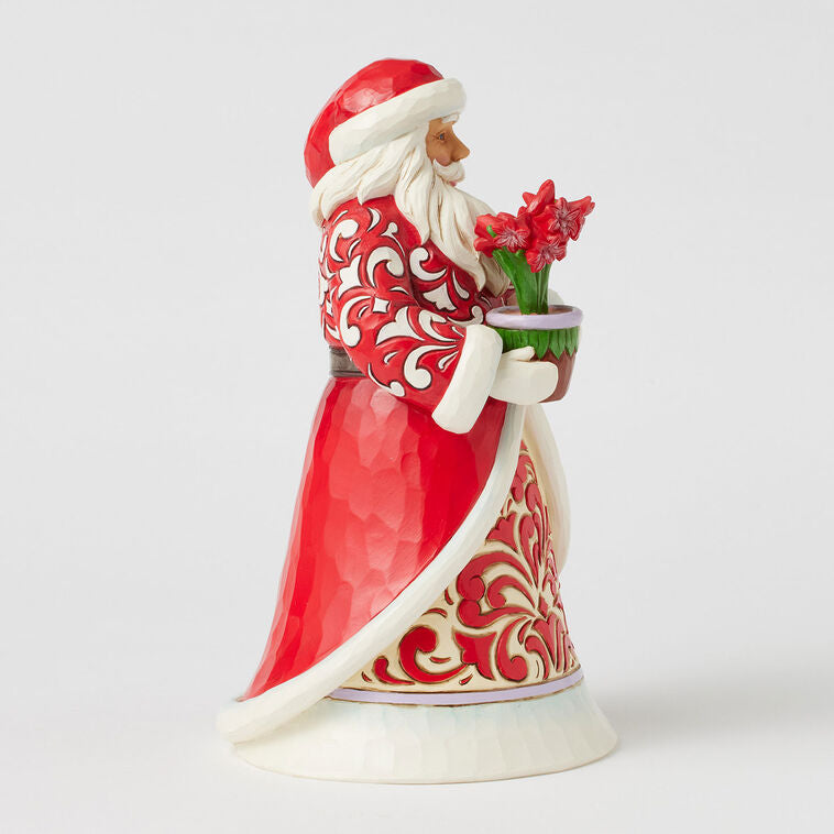 Enesco Jim Shore Heartwood Creek Santa With Blooming Amaryllis Figurine, 8.35"