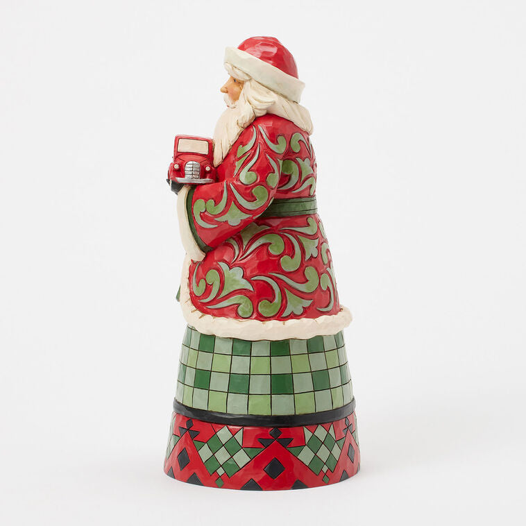 Enesco Jim Shore Heartwood Creek Santa Holding Red Toy Truck Figurine, 10"