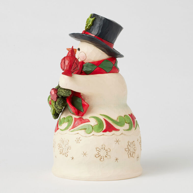 Enesco Jim Shore Heartwood Creek Snowman With Garland And Cardinal Figurine, 8.75"