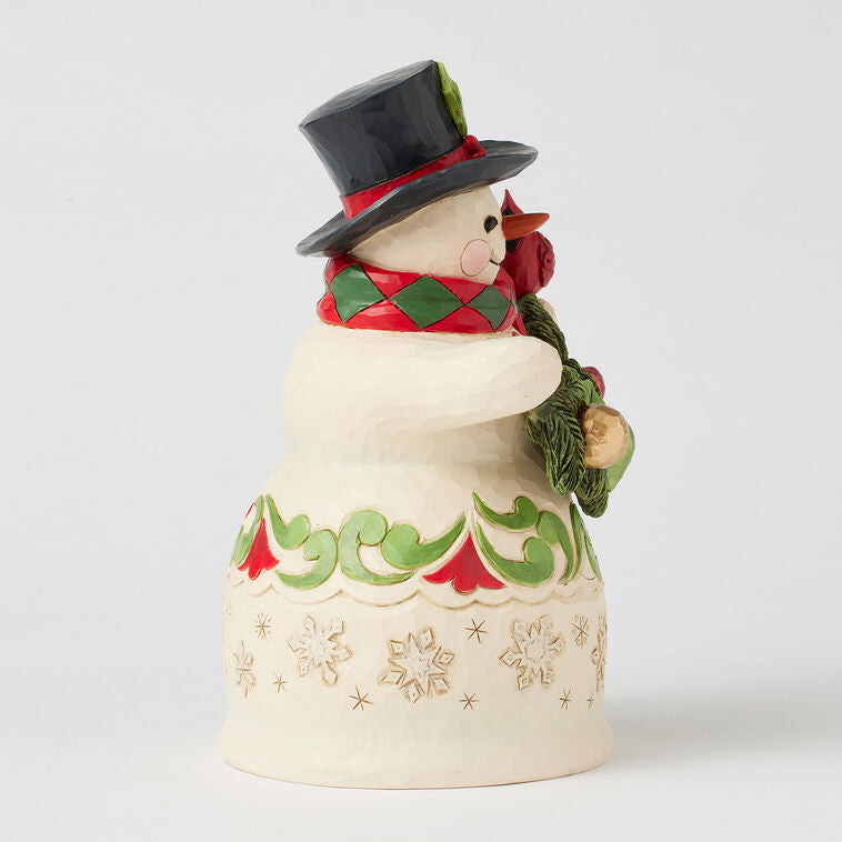 Enesco Jim Shore Heartwood Creek Snowman With Garland And Cardinal Figurine, 8.75"