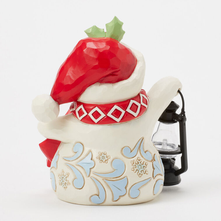 Enesco Jim Shore Heartwood Creek Snowman With Oversized Lantern Figurine, 4.8"