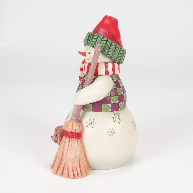Enesco Jim Shore Heartwood Creek Snowman With Peeking Dog Figurine, 7"