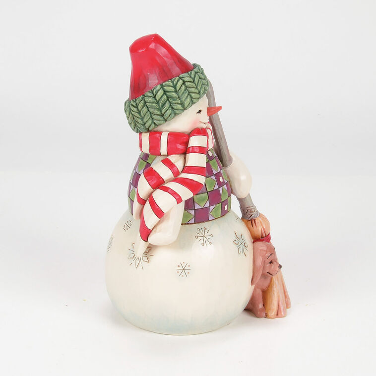 Enesco Jim Shore Heartwood Creek Snowman With Peeking Dog Figurine, 7"