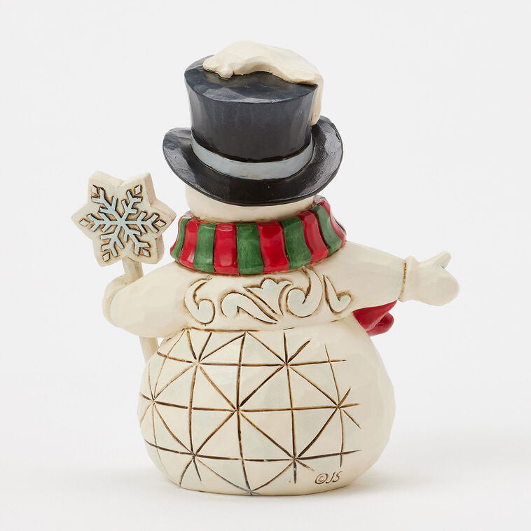Enesco Jim Shore Heartwood Creek Snowman With Snowflake Cane Mini Figurine, 3.82"