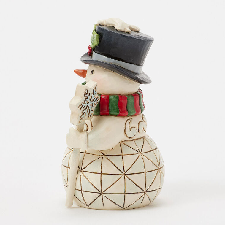 Enesco Jim Shore Heartwood Creek Snowman With Snowflake Cane Mini Figurine, 3.82"