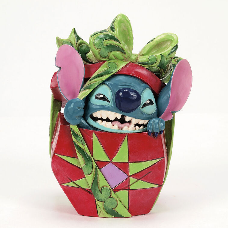 Enesco Jim Shore Disney Stitch Breaking Out Of Present Figurine, 5"