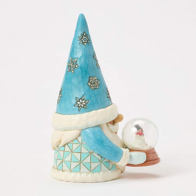 Enesco Jim Shore Heartwood Creek Winter Gnome With Snow Globe Figurine, 6.3"