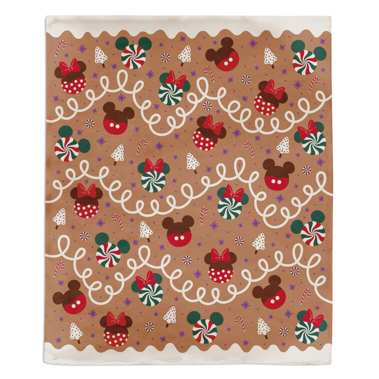 Hallmark Disney Mickey And Minnie Icons On Gingerbread Throw Blanket, 50x60