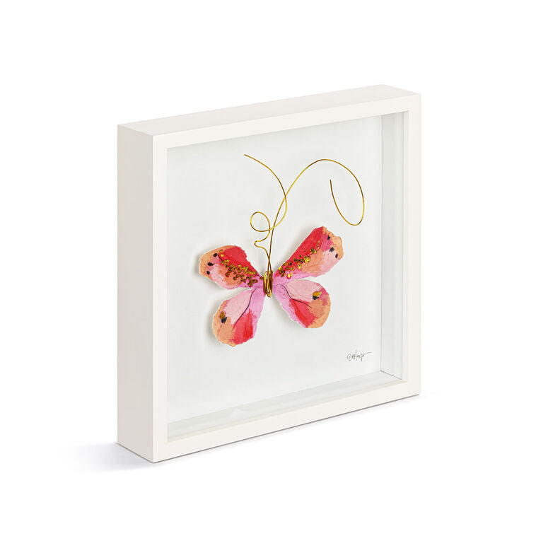  Demdaco Pink Butterfly Shadow Box Wall Decor, 10"