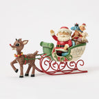 Enesco Jim Shore Rudolph Pulling Santa In Sleigh Figurine, 5"