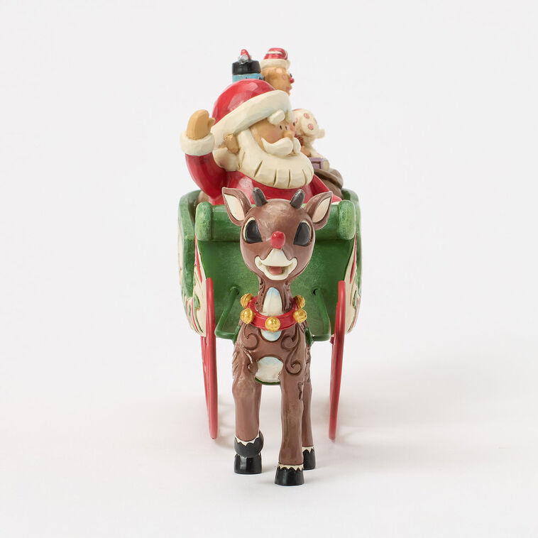 Enesco Jim Shore Rudolph Pulling Santa In Sleigh Figurine, 5"