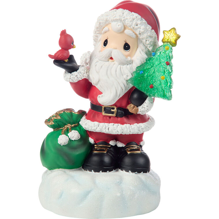  Precious Moments Here Comes Santa Claus Musical Figurine With Lights, 5.75"