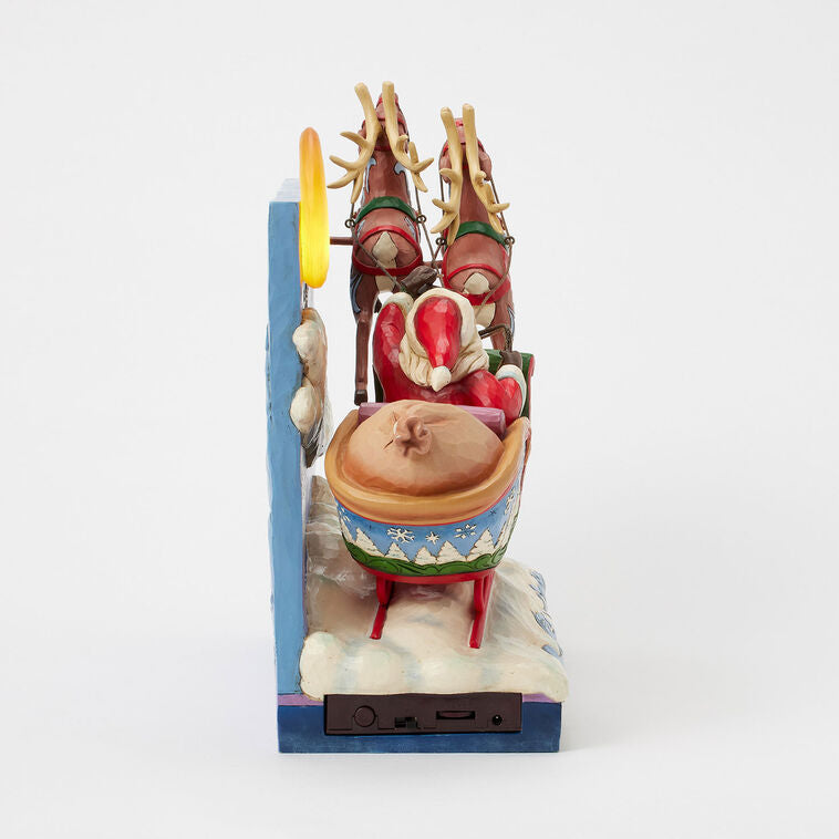Enesco Jim Shore Heartwood Creek Santa Sleigh Musical Figurine With Light, 11.4"