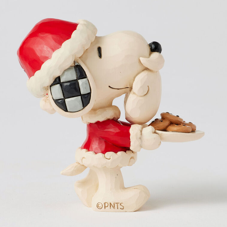 Enesco Jim Shore Peanuts Snoopy Santa With Cookie Plate Mini Figurine, 3.3"