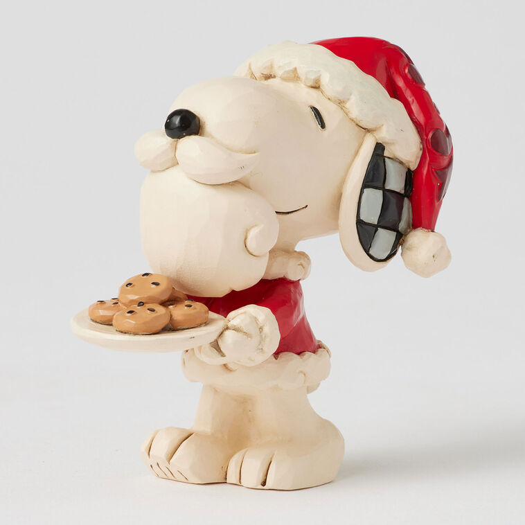 Enesco Jim Shore Peanuts Snoopy Santa With Cookie Plate Mini Figurine, 3.3"