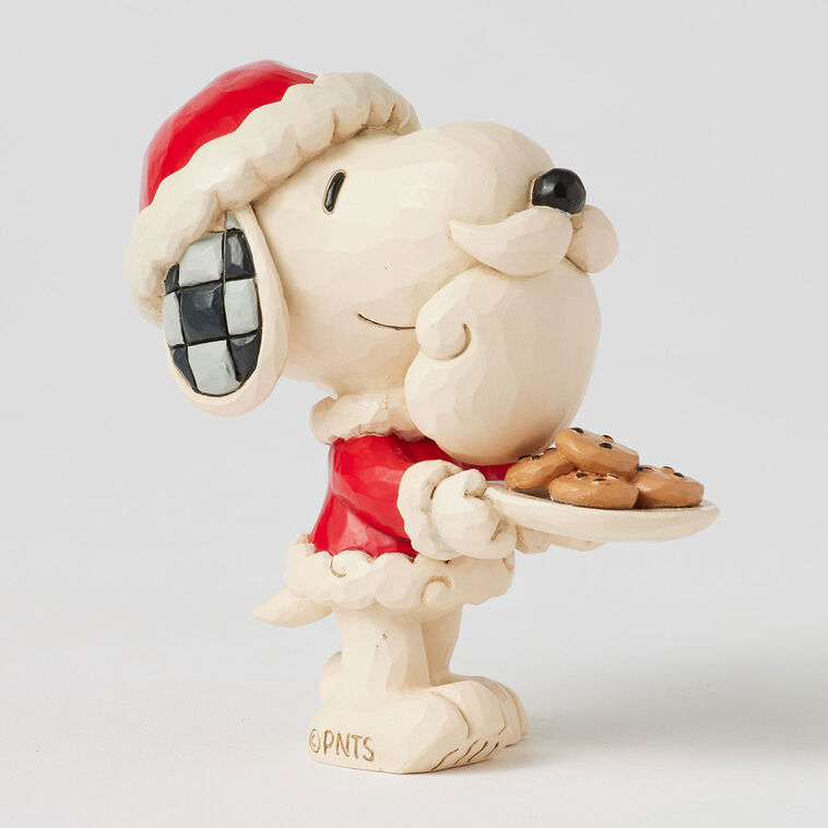 Enesco Jim Shore Peanuts Snoopy Santa With Cookie Plate Mini Figurine, 3.3"
